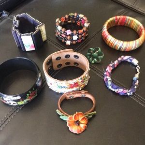 Mexican folk art vibe bracelets and ring lot